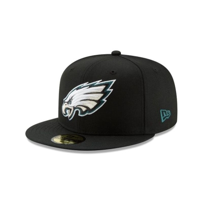 Black Philadelphia Eagles Hat - New Era NFL 59FIFTY Fitted Caps USA7834156